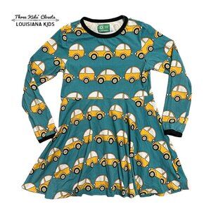 Naperonuttu Sz 122/128 (7-8Y) Organic Cotton Caravan Buggy Car Twirl Dress